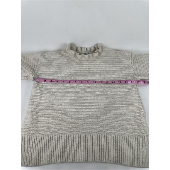 Madewell Wool Blend Chunky Pullover Ruffle Cream Sweater Women's Small - Picture 3 of 8